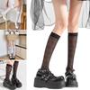 Women Japanese Style Summer Cute Heart Pattern Thin Silk Over Calf Long Socks