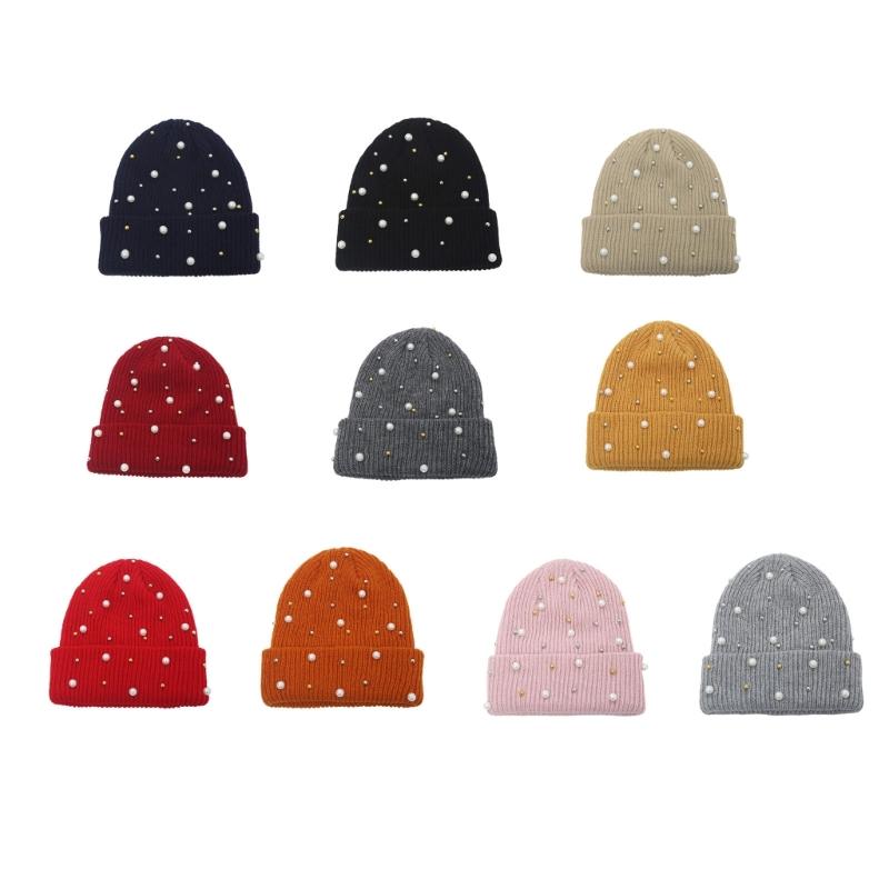 Fashionable Women's Winter Hat with Pearls Role Playing Hat Novelty Thermals Hat Suitable for Everyday Wear