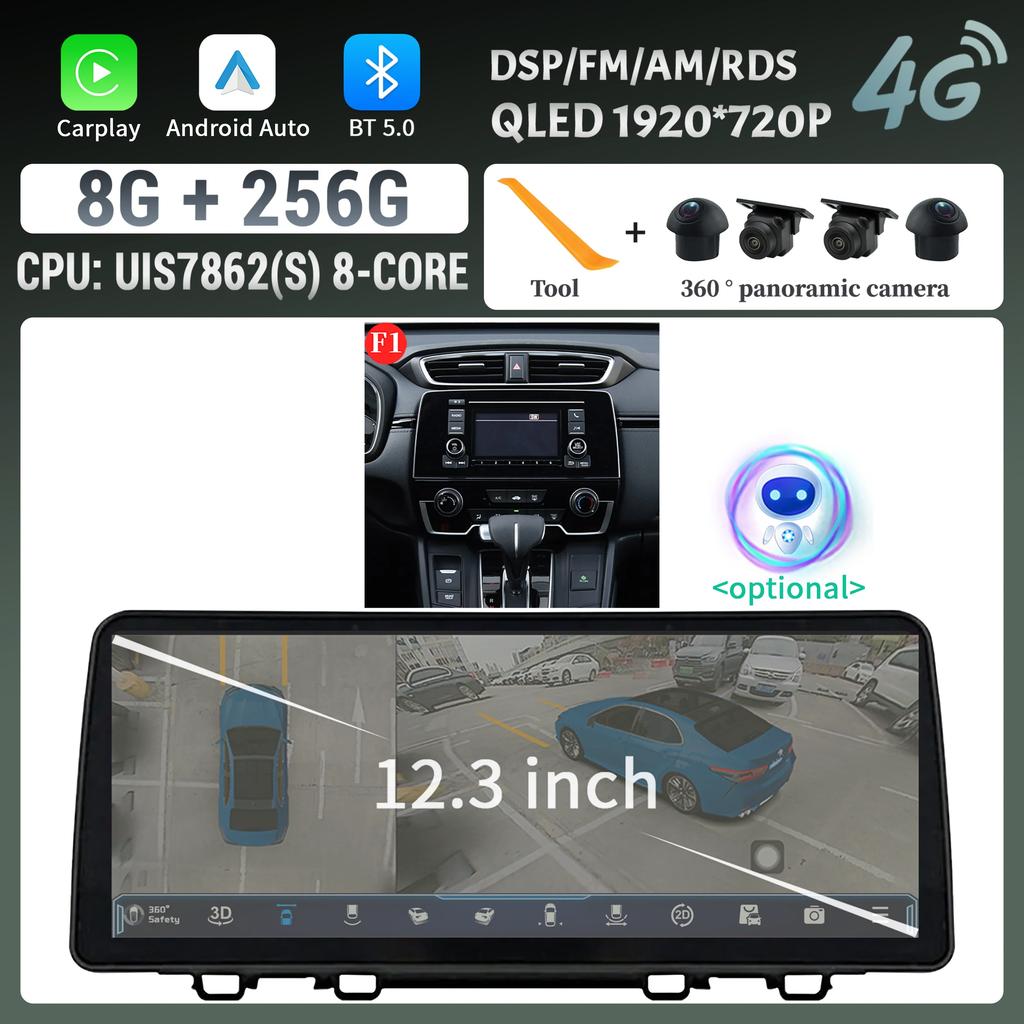 12.3" Car Radio Multimedia For HONDA CRV 2017-2022 Android Multimedia Wireless Androd Carplay Navigation 4G GPS Head Unit Screen