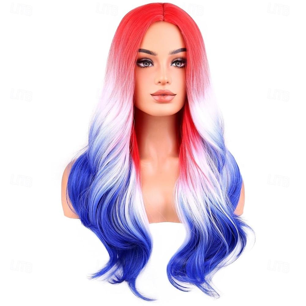 HAIRJOY Syntetické vlasy Barevné paruky Dlouhá kudrnatá vlnitá paruka pro dívky děti Duha Paruka Barevná Cosplay Párty Karneval Halloween