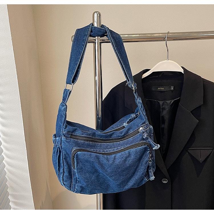 Denim Lazy Wind Retro Shoulder Bag American Women'S Backpacking Mom Bag Middle-Aged Mother-In-Law Atmospheric Crossbody Bag