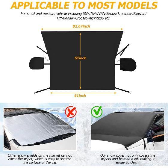 Mandark Car Windshield Cover For Ice And Snow, Waterproof Oxford Vehicle Sun Shade Defense Frost Protector With Side Mirror Cover, Auto Windscreen