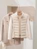 Women's Sporty Spliced Cotton Jacket - Warm Stand-Up Collar, Slim Rib, Lightweight Winter Outdoor Coat for Yoga