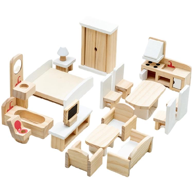 Dollhouses Decoration Living Room Bedroom Scene Miniature Furniture Model Set for Kids Pretend Play Interaction Toy
