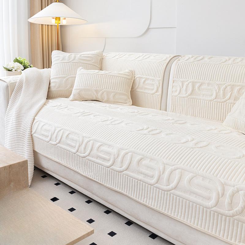 Plush Sofa Cushion Winter Creamy-white Thickened Non-Slip Cushion Winter Cushion Sofa Cover Cover Towel