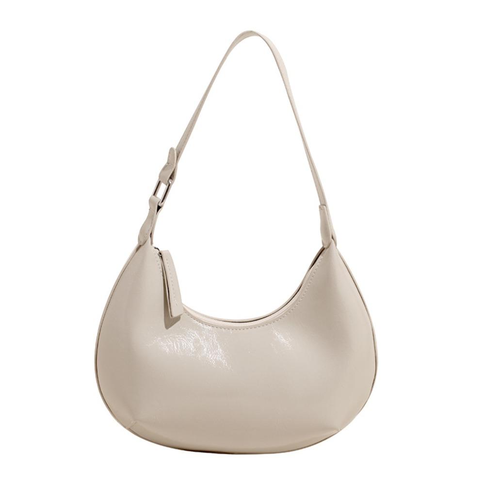 Candy Color Moon Underarm Bag Solid Color Women's Hobo Bag Casual Pu Leather Shoulder Bag  Girl