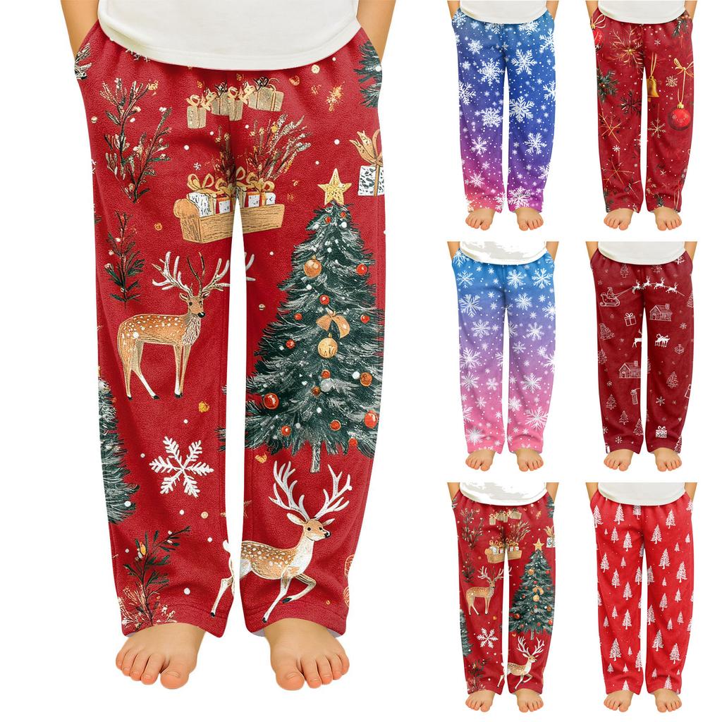 Children's Soft Comfortable Pyjama Bottoms Casual  Christmas Print Home Pants