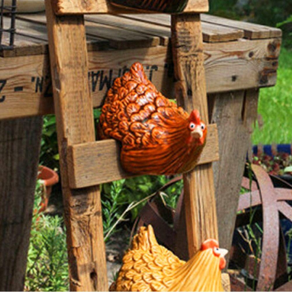 Multicolor Cartoon Chicken Figurines DIY Chicken Statue Creative Fence Decoration  Indoor Outdoor