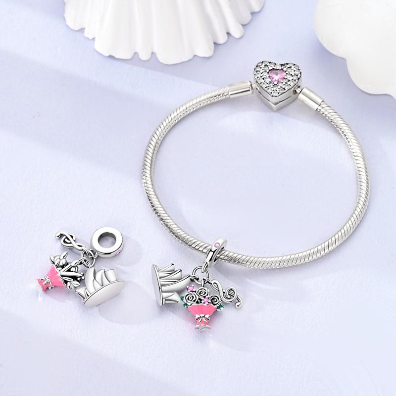 Original Charms Copper Opera House Bouquet Note Pendants Fit Charms Plata Bracelets For Women Jewelry Making Diy Gifts