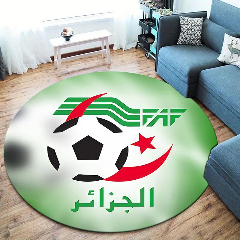 Algeria National Football Team Round Area Rug,Carpet Rug for Living Room Bedroom Sofa Playroom Decor,Non-slip Floor Mat