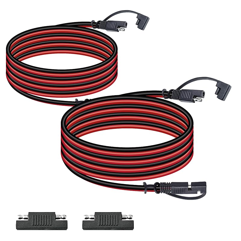 16AWG 12FT Battery Charger Cable, SAE To SAE Terminal Quick Disconnect Harness, 2 Pin Connectors Extension Cables Cord For Car, Motorcycle, Solar