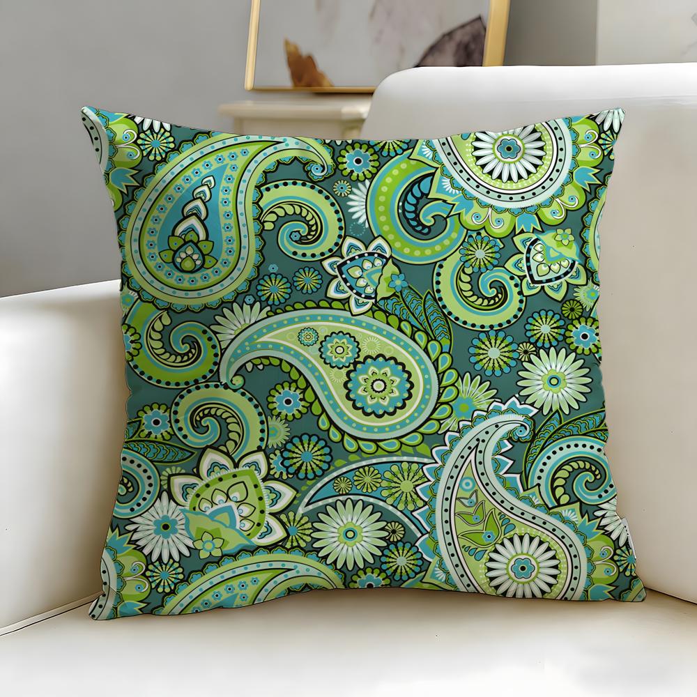 Paisley Pattern Cushion Cover Soft EasyWash Pillow Case Versatile for Couch Bed Travel and Office