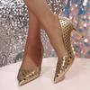 Fashion Sexy High Heels for Women Stiletto Pointed  High Heels Shiny Pumps 2025 Summer New Pointed-toe Openwork  Shoes