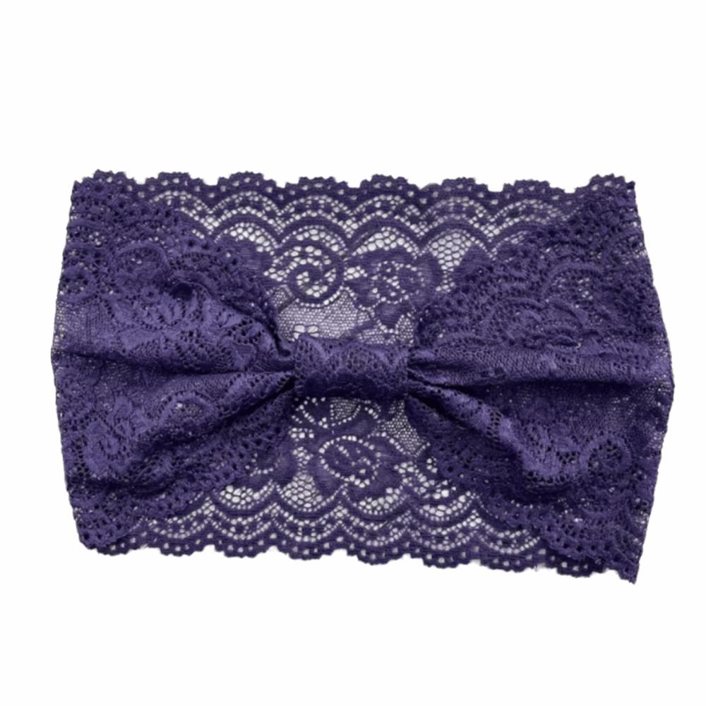 Sport Soft Solid Color Headband Bow Wide Yoga Elastic Headwear Non-Slip Athletic Lace Trim Headband Women
