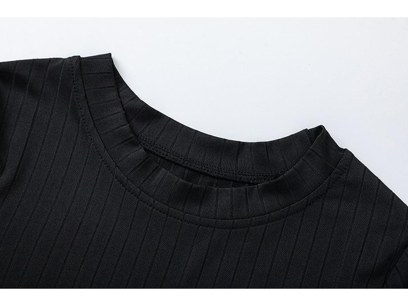 2025 Spring/Summer Women's Slimming Round Neck Rib Knit Maxi Dress