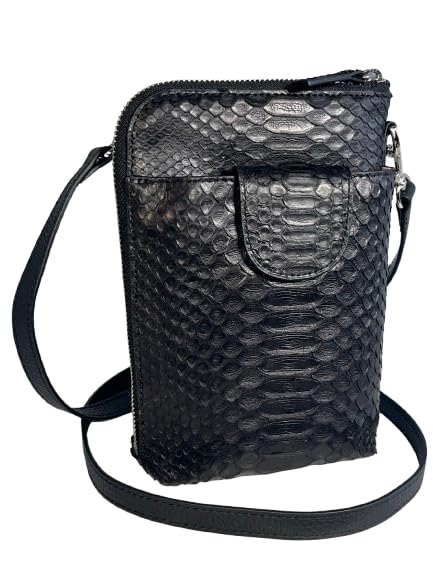 

smartphone made of genuine python shoulder bag with coin case for women and smartphone for both men and women [GUODI] 3-way pouch, leather, men, чорний