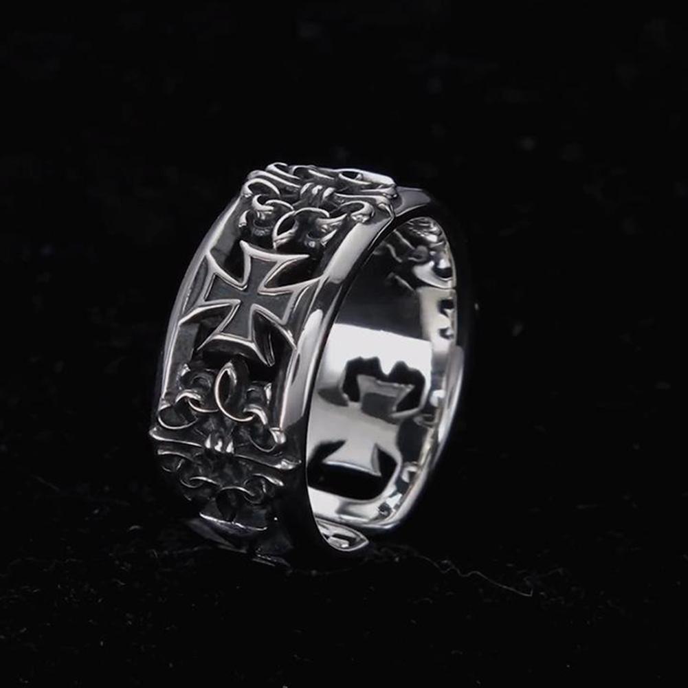 Men's Vintage Cross Open Ring Gothic Punk Style Retro Hip-Hop Punk Adjustable Finger Ring Gift for Friends Lover