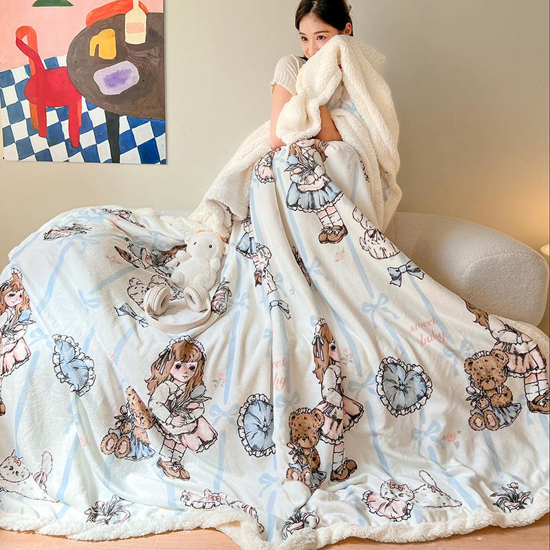 

Ins Style Sherpa флисовое одеяло роскошное плюшевое фланелевое одеяло для осени и зимы уютное мягкое двустороннее покрывало для кровати и дивана 100x150cm(39x59inch)