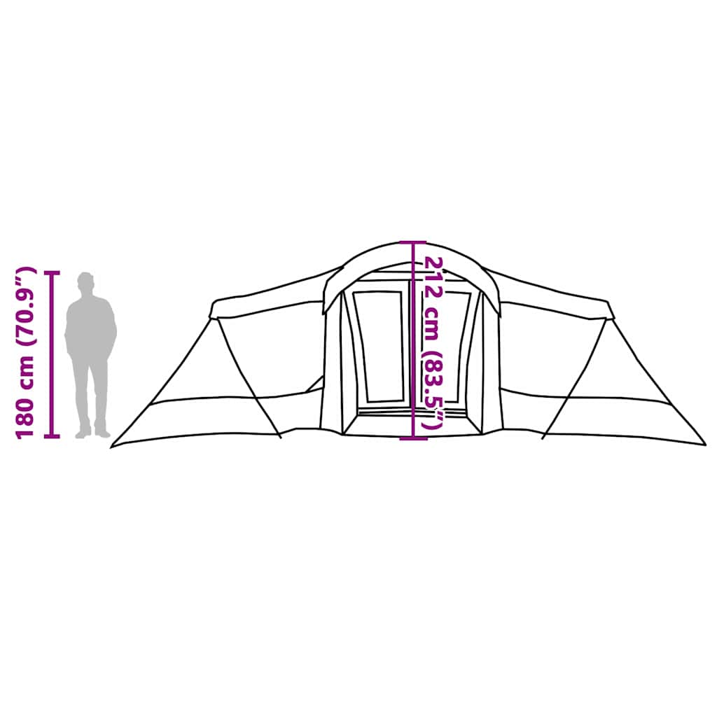 Family Tent with Roof Green and Grey 721 x 335 x 212 cm