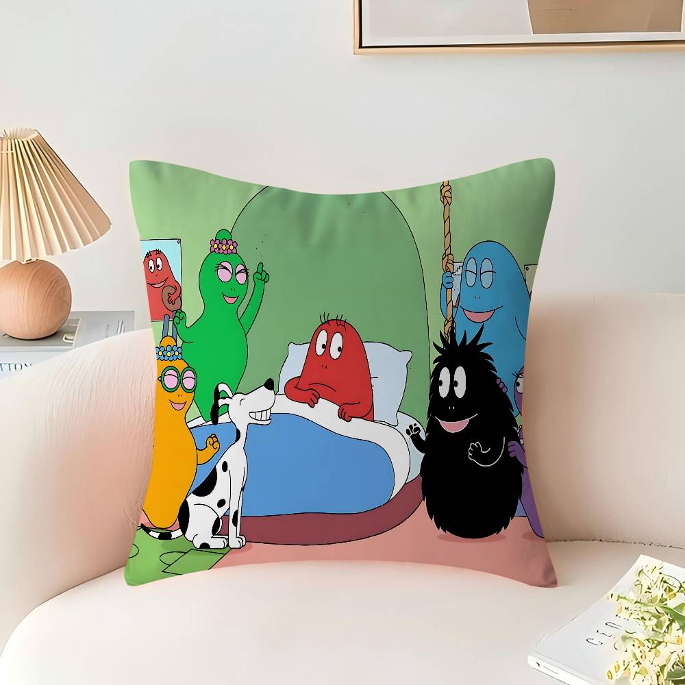 Les Barbapapa Familie Pillow Covers Cartoon Sofa Decorative Home Double-sided Printing Short Plush Cute Cushion Cover