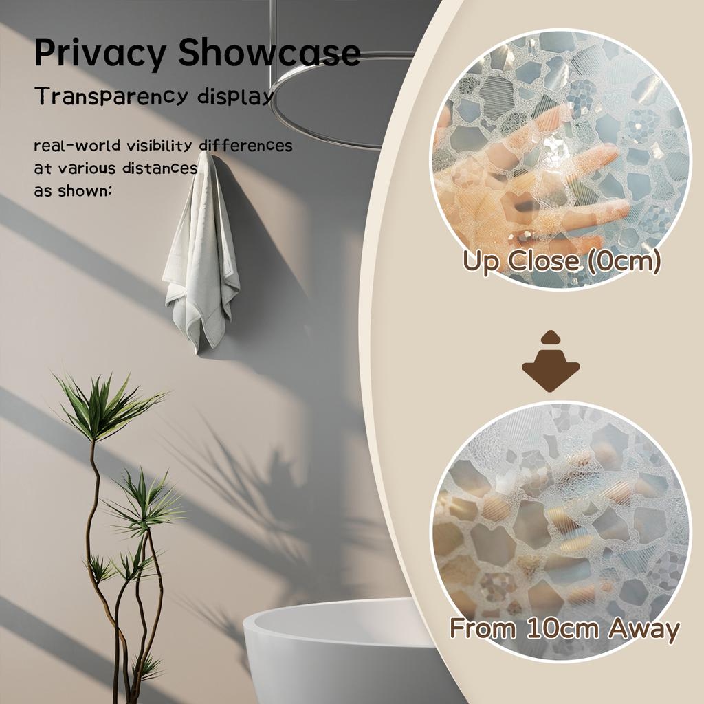 1Pc Crushed Stone Pattern Pebble Shower Curtain 3D Effect Semi-Transparent Waterproof Bathroom Decor