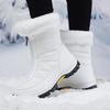 Women's Winter Leather Boots Women Winter Shoes Keep Warm Non-slip Black Snow Boots Ladies Lace-up  White Boots