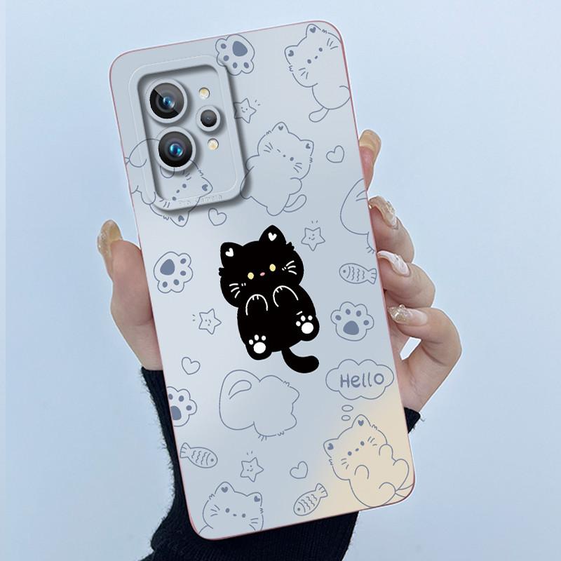 For Realme GT 2 Pro Phone Case Cute Panda Girl Cats Liquid Silicone Camera Protection Back Cover For Realme GT2 Pro GT2Pro Funda
