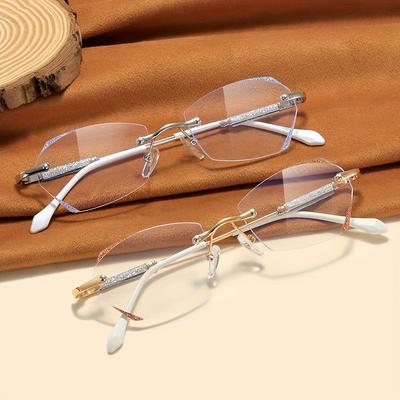 +1.0 To +4.0 Rimless Reading Glasses Glitter Fashion Presbyopic Glasses Computer Readers for Women