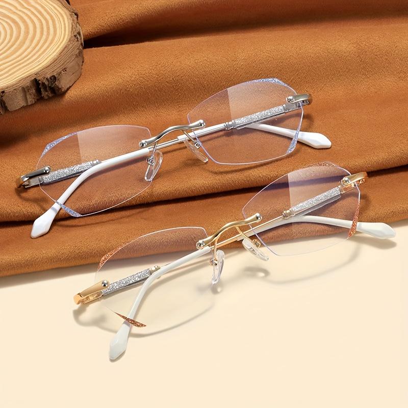 +1.0 to +4.0  Rimless Reading Glasses Glitter Fashion Presbyopic Glasses Computer Readers for Women