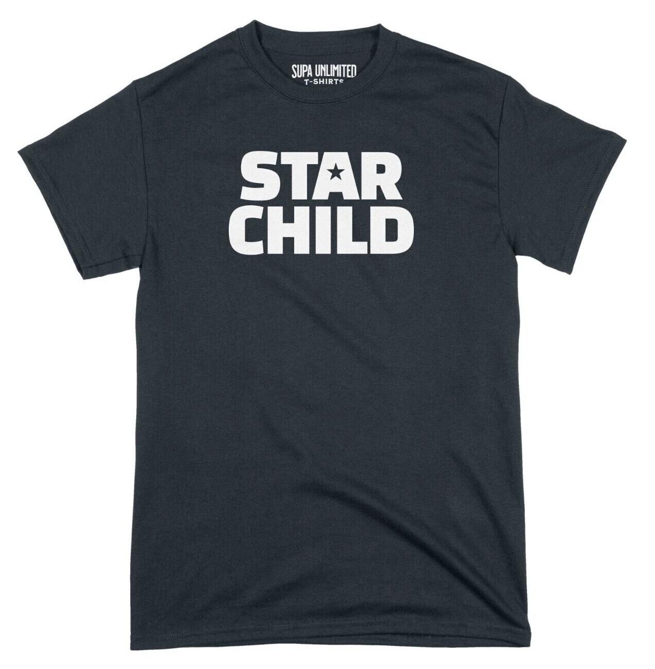 Star Child Unisex Black T-Shirt Hip Hop Urban Streetwear Graphic Design Tees XL