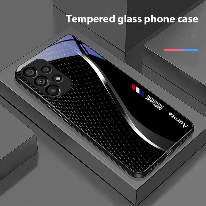 Creatieve Curve Voor Samsung Galaxy S 8 9 10 20 Plus 21 FE 22 23 24 Ultra S7 Edge Zwart Gehard Glas Telefoonhoesje Harde Schaal