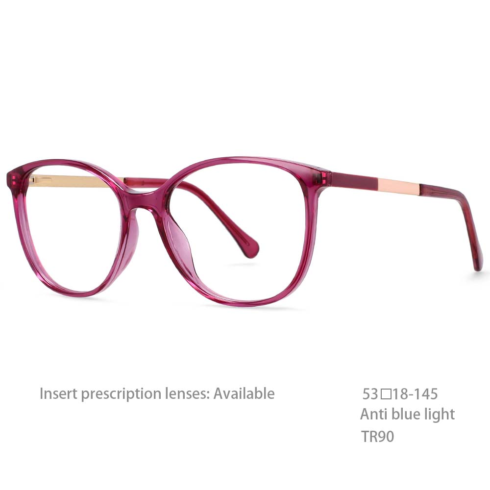 

54495 TR90 Очки с круглой оправой, блокирующие синий свет, женские модные компьютерные очки, очки без рецепта фиолетовый