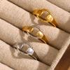 E.B.belle Mixfarbe Minimalistischer Stil Spleißkreisring Stapelbarer Schmuck 316L Edelstahl 18 Karat Gold Charm Hypoallergen