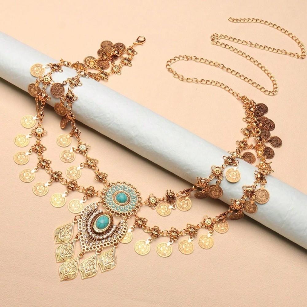 Double-Layer Waist Belt Tassel Body Chain Jewel Accessory Belly Dance Waist Chain Festivals