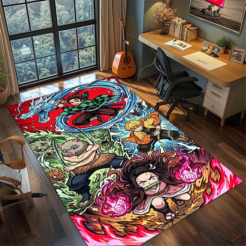 Non Slip Washable "Demon Slayer" Carpet Large Area Rug Floor Mat Bedroom Gamer Room Decor—kwq21