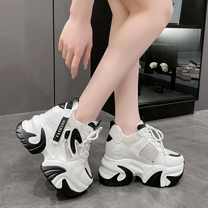 Fashion 2024 Women High Platform Sneakers New Summer Spring Non-slip breathable Shoes 10CM Thick Sole Casual Shoes Dad Sports Sneakers