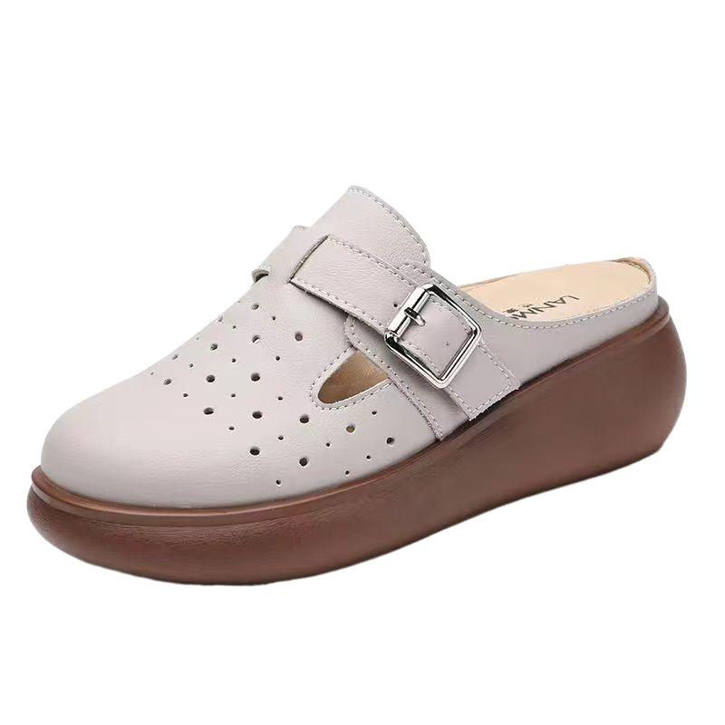 Fashion Women Wedge Baotou Slippers Basic Summer New Breathable Casual Sandals Large Size35-42 Outdoor Lightweight Hollow Sandals Slides