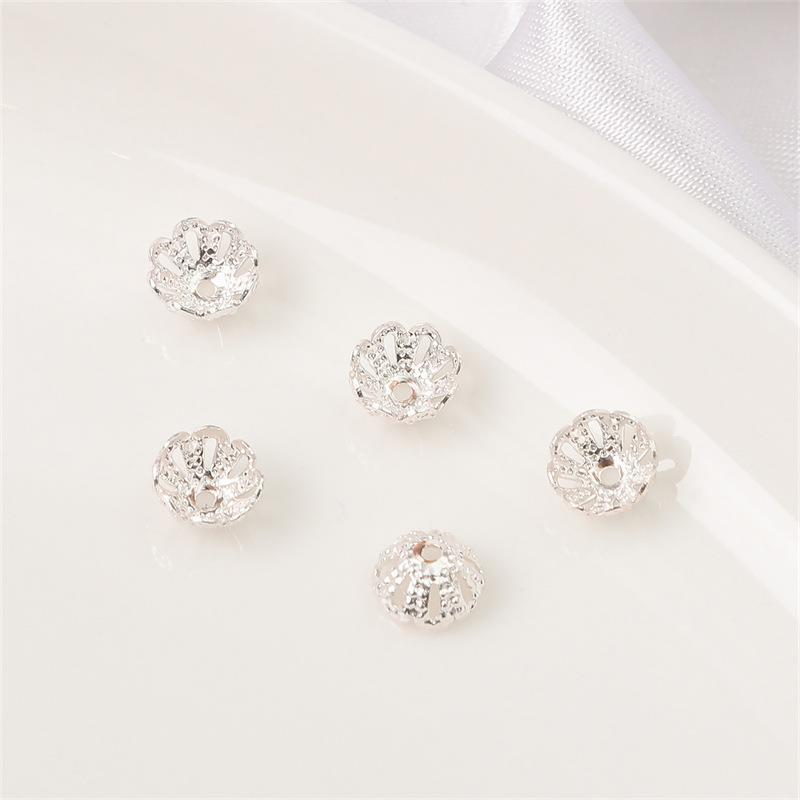 14K Gold Filled Flower Cap Bracelet DIY Jewelry Accessories with White Gold Beaded Spacers