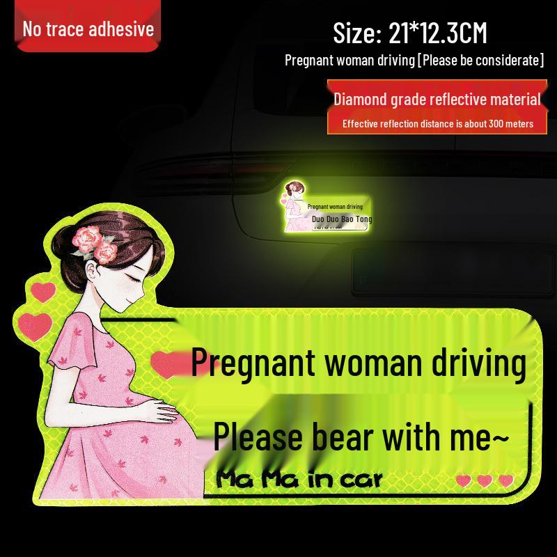 Reflective Magnetic Car Sticker for New Female or Pregnant Drivers - Baby on Board