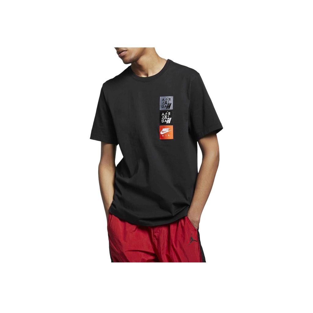 Air Jordan 4 Legacy Woven Labels Short Sleeve Crew Neck T-Shirt Men Tops Black CI9876-010