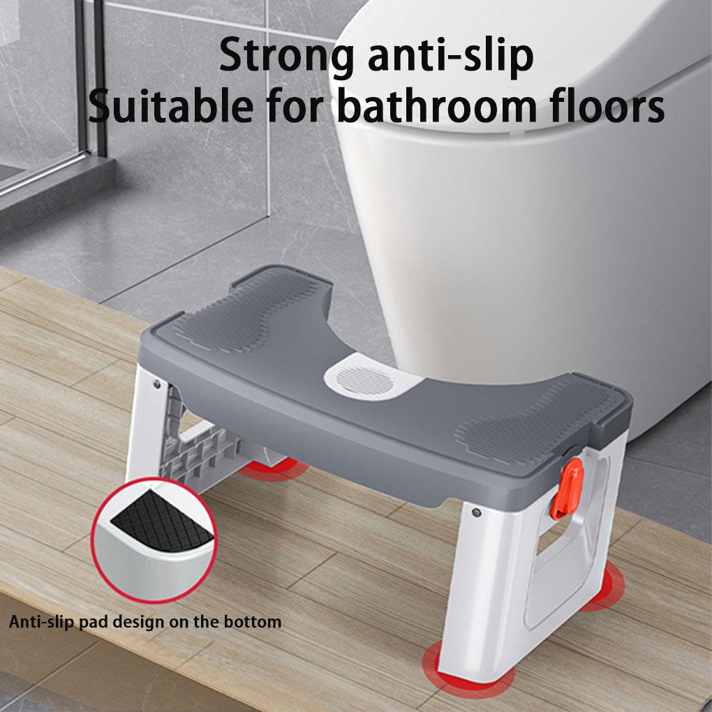 Foldable Toilet Stool With Circular Arc Easy To Store Fits Most Toilets Double Anti Slip Stability