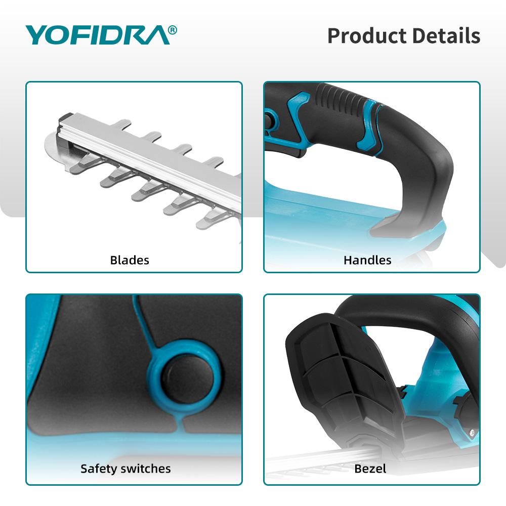 YOFIDRA 2000W Electric Hedge Trimmer 15000RPM Lawn Mower Garden Landscaping Hedge Pruner Trimmer Tool For Makita 18V Battery