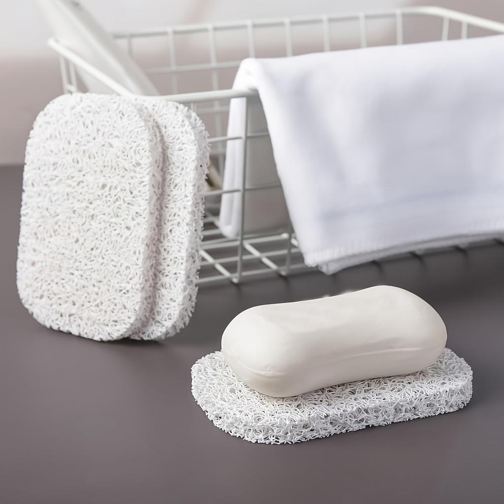 4pcs White Soap Saver Pads - Easy Clean, Durable Plastic for Shower, Kitchen & Bathroom Use