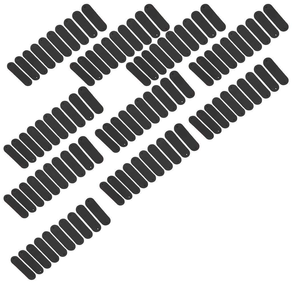 100pcs Crochet Labels 4.5x1.2cm 2 Holes PU Leather Tag Practical Embellishment DIY AccessoriesBlack