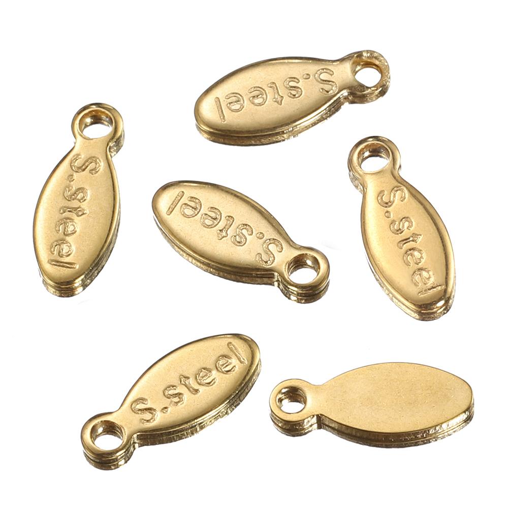 50pcs Stainless Steel End Charms Pendants Vacuum Plating Bracelet Chain Extension Tail Charm for DIY Jewelry Making No Fade