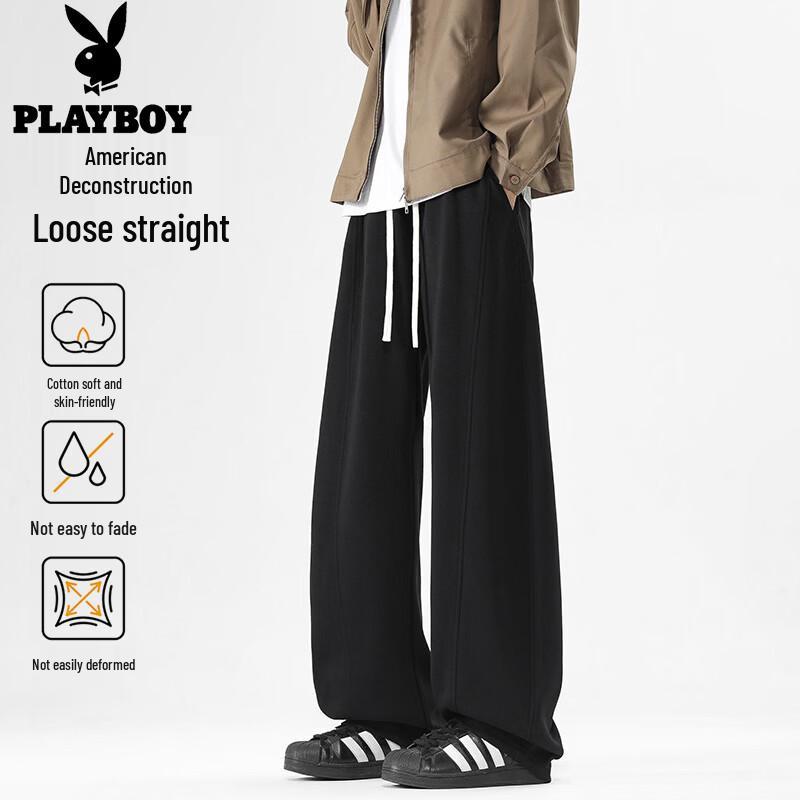 

PLAYBOY Men s Loose Straight Leg Casual Sports Pants 2XL