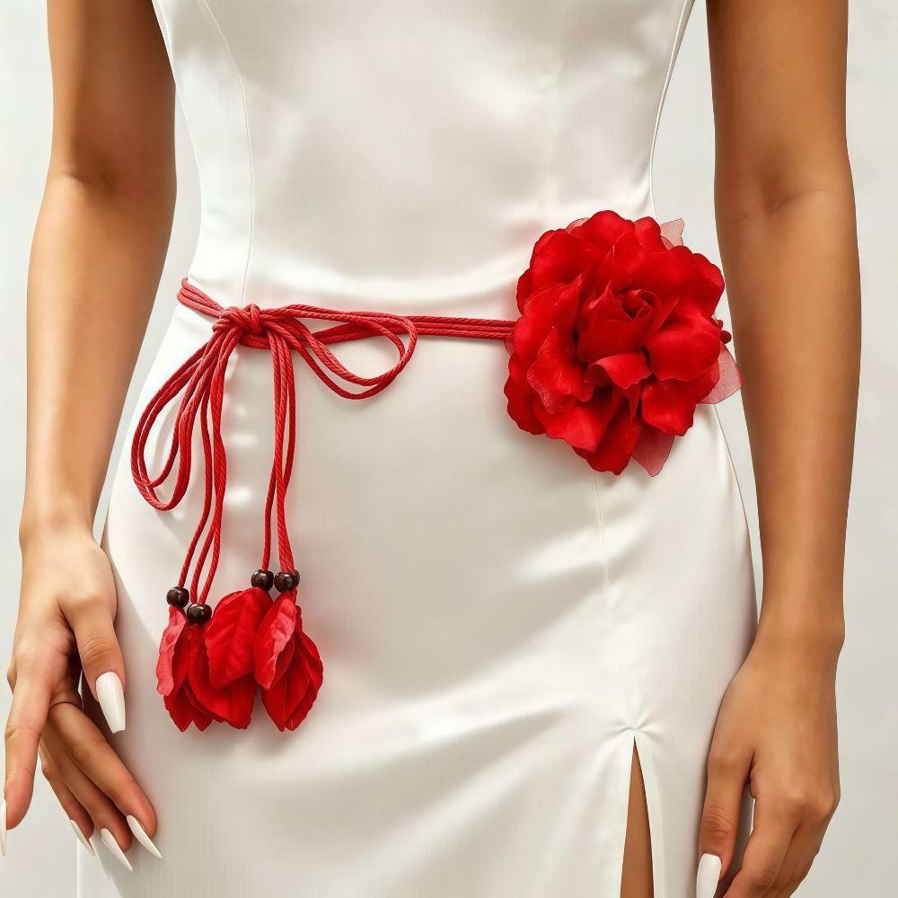Floral Flower Waist Chain Vintage Bohemian Waistband Simple Flower Belt  Dress Accessories