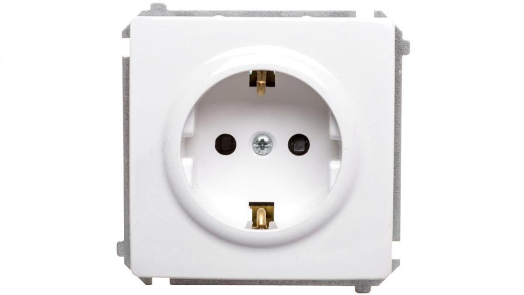 Simon Basic Single Socket Schuko Z/U 16A Ip20 With Track Shutter White Bmgsz1Z.01/11