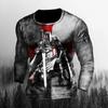 Knight 3D Digital Printing Flag T-shirt Unique Long Sleeve Pullover For Men European Style Cross-country Design