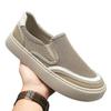 Summer Casual Shoes Breathable Canvas Shoes Thin Mesh Men's Board Shoes Black One-pedal Sneakers Lazy Shoes